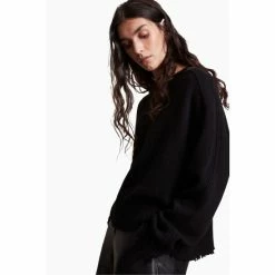 All Saints AllSaints Kiera Black Cashmere Crew Jumper -AllSaints shop unnamed file 2726