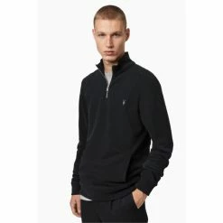 All Saints AllSaints Raven Black Half Zip Jumper -AllSaints shop unnamed file 2885