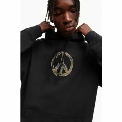 All Saints AllSaints Black Peacenik Hoody Relaxed Fit Long Sleeved Jumper -AllSaints shop unnamed file 2962