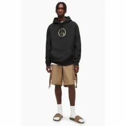 All Saints AllSaints Black Peacenik Hoody Relaxed Fit Long Sleeved Jumper -AllSaints shop unnamed file 2963