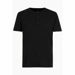 All Saints AllSaints Black Figure Short Sleeve Henley T-Shirt -AllSaints shop unnamed file 303