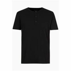 All Saints AllSaints Black Figure Short Sleeve Henley T-Shirt -AllSaints shop unnamed file 304