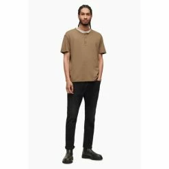 All Saints AllSaints Brown Figure Short Sleeve Henley T-Shirt -AllSaints shop unnamed file 355