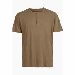 All Saints AllSaints Brown Figure Short Sleeve Henley T-Shirt -AllSaints shop unnamed file 356