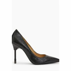 All Saints AllSaints Nova Metallic Black Court Shoes