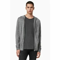 All Saints AllSaints Grey Mode Merino Zip Hoodie