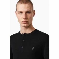 All Saints Black Mode Merino Ss Henle T-Shirt -AllSaints shop unnamed file 388