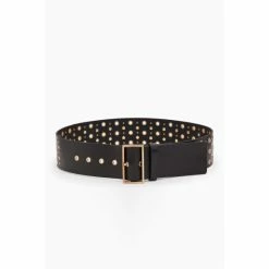 All Saints AllSaints Ray Stud Wide Black Belt