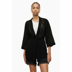 All Saints AllSaints Black Carina Ossia Embroidered Kim Blouse