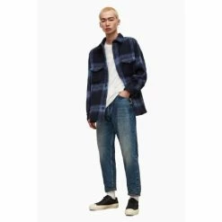 All Saints AllSaints Blue Jack Damaged Selvedge Taper Leg Jeans -AllSaints shop unnamed file 4578