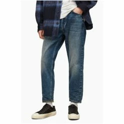 All Saints AllSaints Blue Jack Damaged Selvedge Taper Leg Jeans -AllSaints shop unnamed file 4582