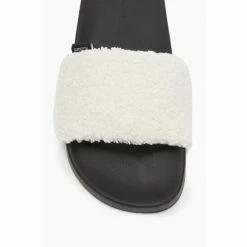 All Saints White Kori Shearling Sliders -AllSaints shop unnamed file 4676