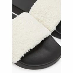 All Saints White Kori Shearling Sliders -AllSaints shop unnamed file 4677