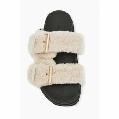 All Saints AllSaints Sian Sherpa White Sandals -AllSaints shop unnamed file 4700