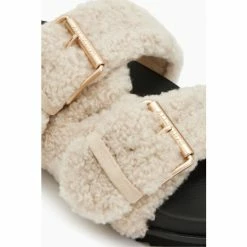 All Saints AllSaints Sian Sherpa White Sandals -AllSaints shop unnamed file 4701