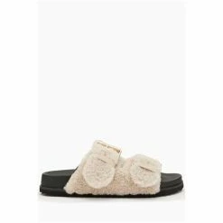 All Saints AllSaints Sian Sherpa White Sandals -AllSaints shop unnamed file 4702