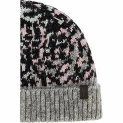 All Saints AllSaints Grey Leopard Beanie Hat -AllSaints shop unnamed file 4774