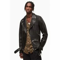 All Saints AllSaints Black Wick Biker Coat