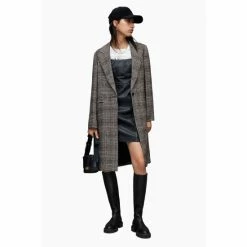 All Saints AllSaints Dustie Check Duster Black Coat -AllSaints shop unnamed file 4936