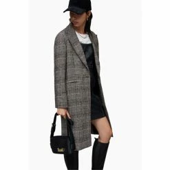 All Saints AllSaints Dustie Check Duster Black Coat -AllSaints shop unnamed file 4937