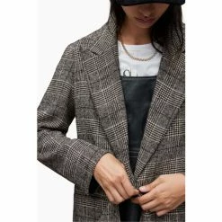 All Saints AllSaints Dustie Check Duster Black Coat -AllSaints shop unnamed file 4938