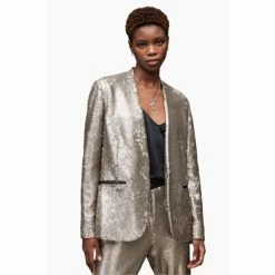 All Saints AllSaints Silver Leigh Sequin Blazer -AllSaints shop unnamed file 4945