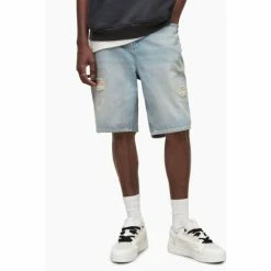 All Saints Blue Alva Damaged Shorts