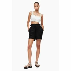 All Saints AllSaints Lily Black Paperbag Shorts 5 All Saints AllSaints Lily Black Paperbag Shorts -AllSaints shop unnamed file 4973