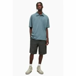 All Saints AllSaints Blue Lex Short Sleeve Polo Shirt -AllSaints shop unnamed file 5287