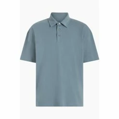 All Saints AllSaints Blue Lex Short Sleeve Polo Shirt -AllSaints shop unnamed file 5289