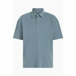 All Saints AllSaints Blue Lex Short Sleeve Polo Shirt -AllSaints shop unnamed file 5290