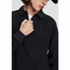 All Saints AllSaints Navy Blue Rafe Half Zip Polo Shirt -AllSaints shop unnamed file 5304