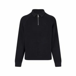 All Saints AllSaints Navy Blue Rafe Half Zip Polo Shirt -AllSaints shop unnamed file 5306