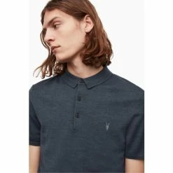 All Saints AllSaints Grey Mode Merino Polo Shirt -AllSaints shop unnamed file 5311