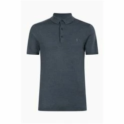 All Saints AllSaints Grey Mode Merino Polo Shirt -AllSaints shop unnamed file 5313