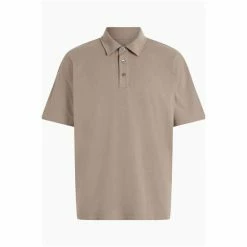 All Saints AllSaints Grey Lex Short Sleeve Polo Shirt -AllSaints shop unnamed file 5321
