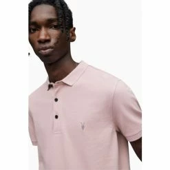 All Saints AllSaints Pink Reform Short Sleeve Polo Shirt -AllSaints shop unnamed file 5333