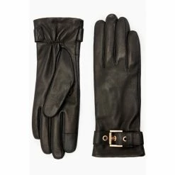 All Saints AllSaints Kaz Buckle Black Gloves