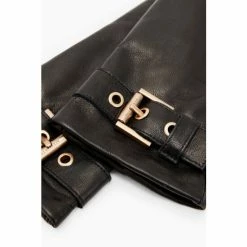 All Saints AllSaints Kaz Buckle Black Gloves -AllSaints shop unnamed file 5374