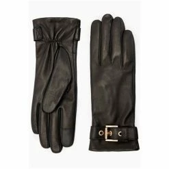 All Saints AllSaints Kaz Buckle Black Gloves -AllSaints shop unnamed file 5375