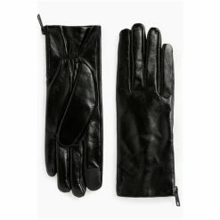 All Saints AllSaints Cleo Black Leather Gloves -AllSaints shop unnamed file 5380