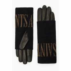 All Saints AllSaints Zora Black Leather Gloves