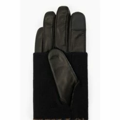 All Saints AllSaints Zora Black Leather Gloves -AllSaints shop unnamed file 5393