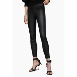 All Saints Cora Black Leather Leggings