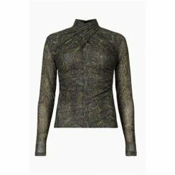 All Saints AllSaints Green Tia Tamora Long Sleeve Top -AllSaints shop unnamed file 606