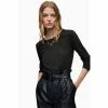 All Saints AllSaints Esme Shimmer Black Long Sleeve T-Shirt