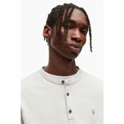 All Saints AllSaints Grey Brace Henley T-Shirt -AllSaints shop unnamed file 712