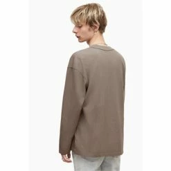 All Saints AllSaints Isac Brown Crew Long Sleeve T-Shirt -AllSaints shop unnamed file 836