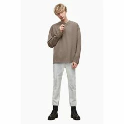 All Saints AllSaints Isac Brown Crew Long Sleeve T-Shirt -AllSaints shop unnamed file 838