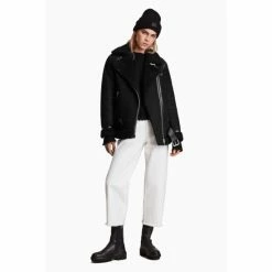 All Saints AllSaints Rei Black Shearling Jacket -AllSaints shop unnamed file 886